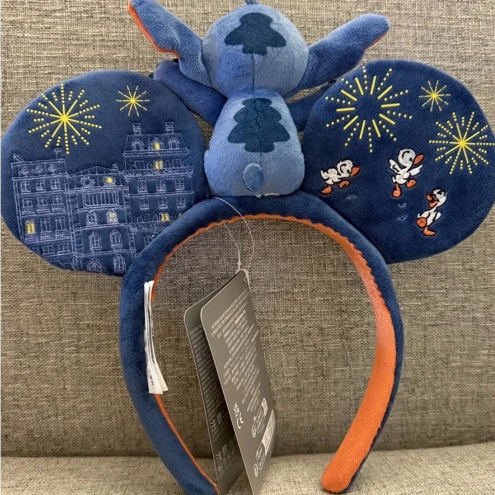 Disney Parks Disneyland Paris Stitch Plush Minnie Mouse Ears Headband NWT